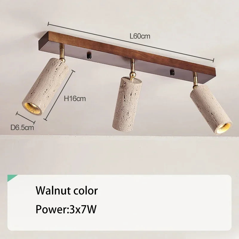Natural Stone & Wood Ceiling Spotlight – Modern Adjustable LED Track Light