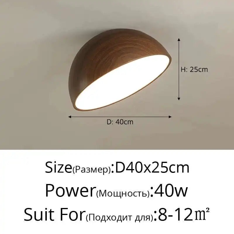 Walnut LED Ceiling Light Retro Full Spectrum Eye Protection Bedroom Lamp Entrance Foyer Corridor Lighting Fixture New Chandelier