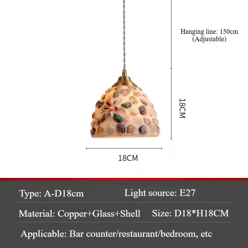 Scandinavian Mosaic Shell Pendant Light – Colorful Mediterranean Hanging Lamp