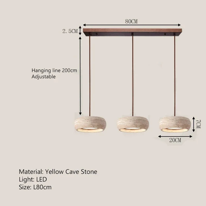 Designer Creative Bedroom Headboard Pendant Lamp Wabi Sabi Yellow Cave Stone LED Living Room Chandelier Foyer Corridor Lighting