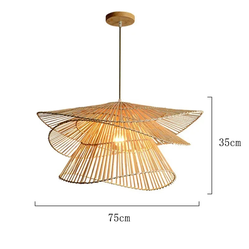 Modern Handmade Rattan Chandelier Creative Multi Story Restaurant Living Room Pendant Lamp Decor Bamboo Woven Lighting Fixtures