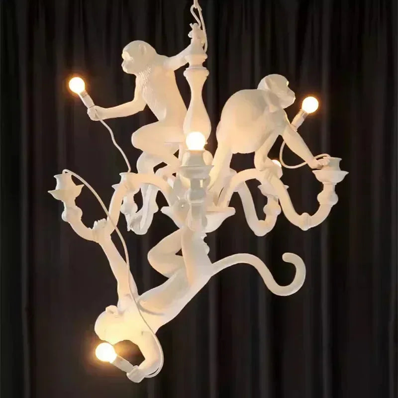 Italian Creative Retro Monkey Chandelier Restaurant Coffee Shop Bedroom Wall Lamps Designer High-end Animal LED Desk Light Decor