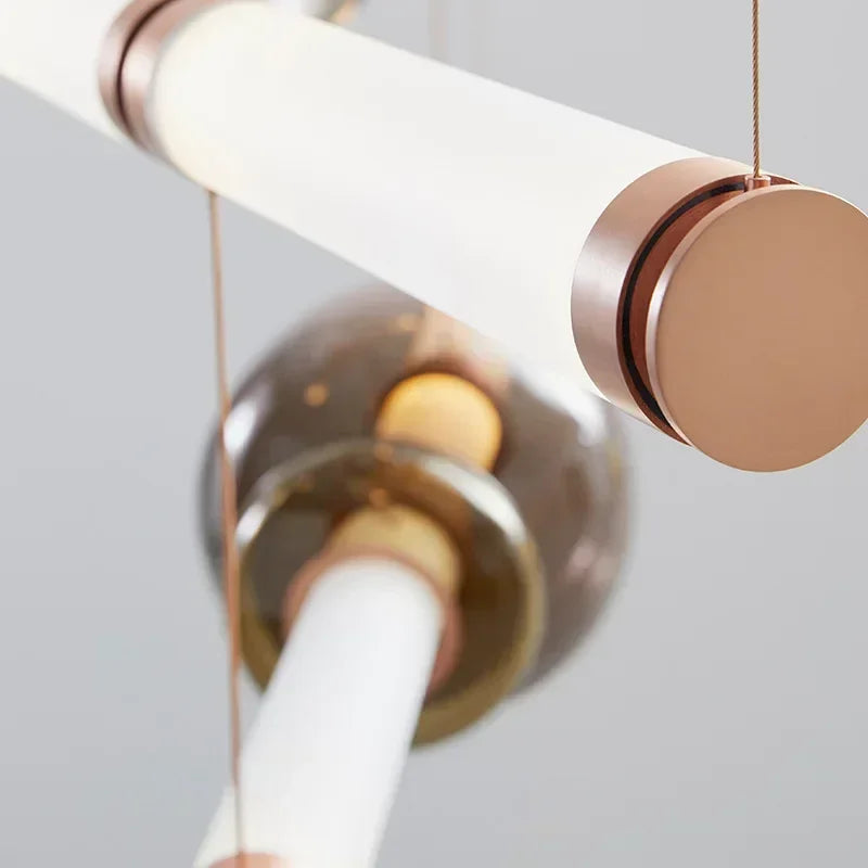 Nordic Linear Glass Pendant Light – Modern Dining Table Chandelier