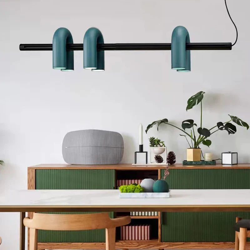 Modern Sculptural Chandelier – Black Pipe LED Ceiling Light