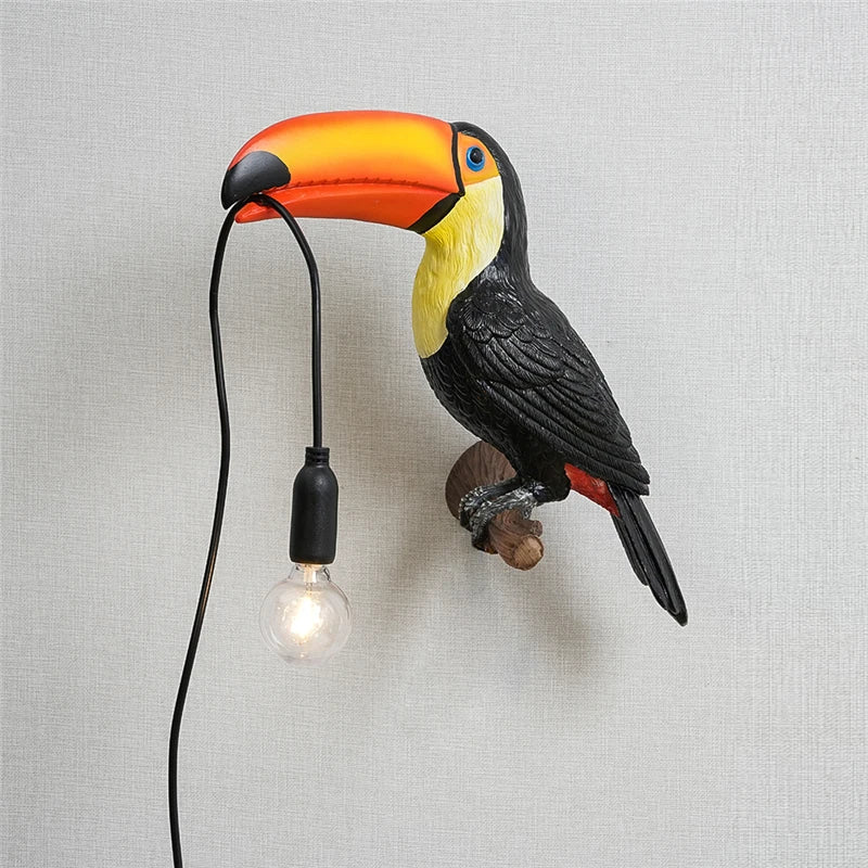 Toucan Resin Wall Lamps LED Decorative Wall Light for Bedroom Bedside Lamp Modern Living Room Home Decoration with Free Bulb USB