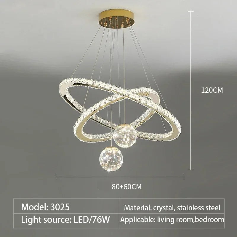 Designer Deluxe Remote Control Crystal LED Pendant Lamp Living  Restaurant Bedroom Kitchen Dimmable Chandelier Home Decor Light