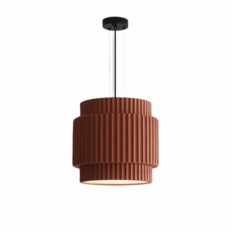 Modern Ribbed Pendant Light – Textured Resin Ceiling Lamp