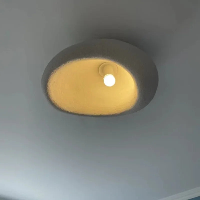 Modern Wabi-Sabi Ceiling Light – Minimalist Resin LED Flush Mount Lamp