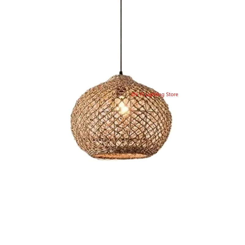 Bamboo Woven Pendant Lamp Rattan Woven Zen Tea Dining Japanese Bamboo Art Lantern Tea House Lighting Fixtures
