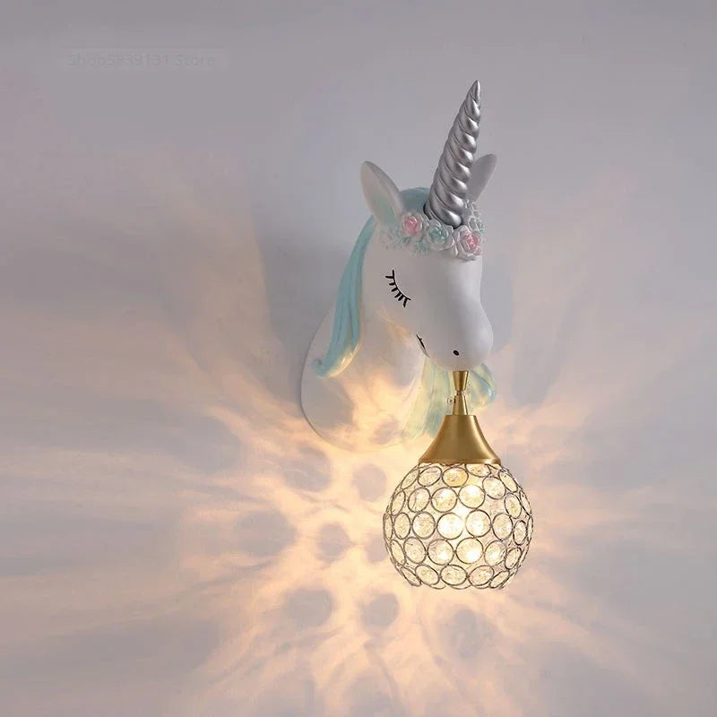 Nordic Modern Unicorn Wall Lamps Simple Individual Lovely Kids Room Wall Lights Bedroom Lamp Cartoon Sconce Wall Light Fixtures