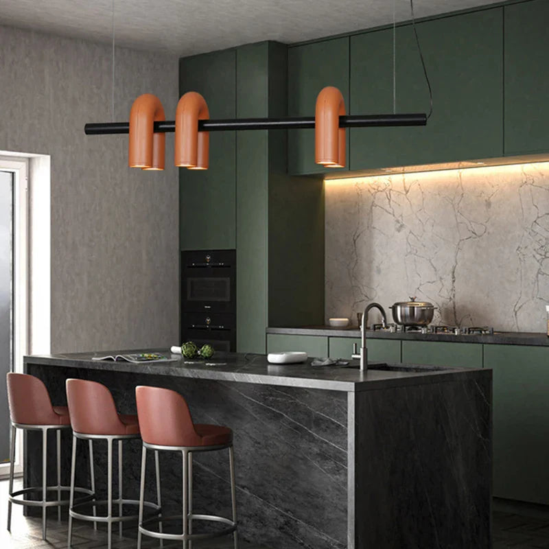 Modern Sculptural Chandelier – Black Pipe LED Ceiling Light
