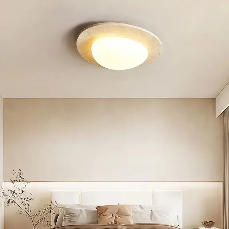 Natural Stone Ceiling Light Japanese Creative Wabi Sabi Cream Style LED Light Balcony Bedroom Lighting Home Room Decoration