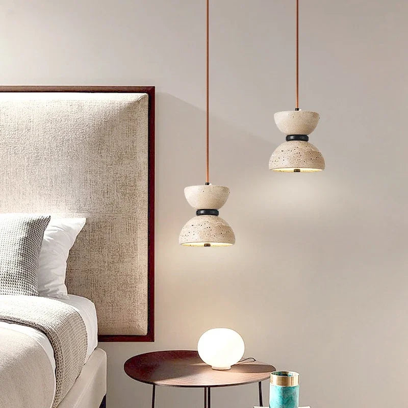 Led Pendant Lamp Bedroom Bedside Chandelier Stone Long Line Small Up And Down Light Japanese Style 110V220V For Home Dining Room