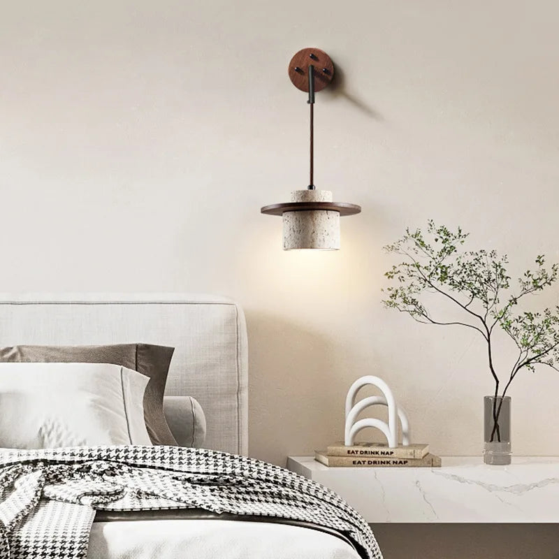 Wabi-sabi bedroom bedside wall lamp designer creative atmosphere retro dining room study living room wall hanging lights