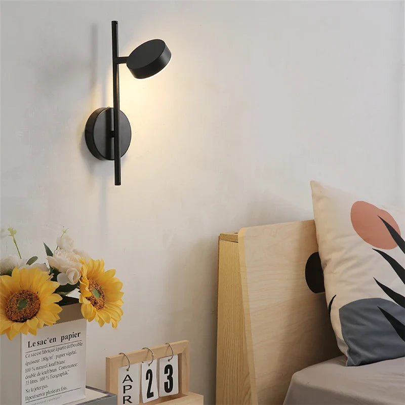 Nordic Simple Wall Lamp LED Rotation Adjustable Metal Wall Lights Bedroom Living Room Aisle Study Reading Gold Black Wall Lamps