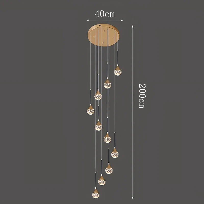Nordic crystal lamps home decor Chandelier Glass ball living dining room Staircase Duplex indoor High-rise Ceiling Pendant light