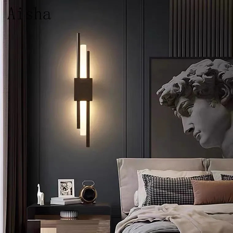 Nordic Gold/Black Bedhead Wall Light Luxury Bedroom Living Room Sofa Stairway Corridor Lighting Fixtures LED 85-240V