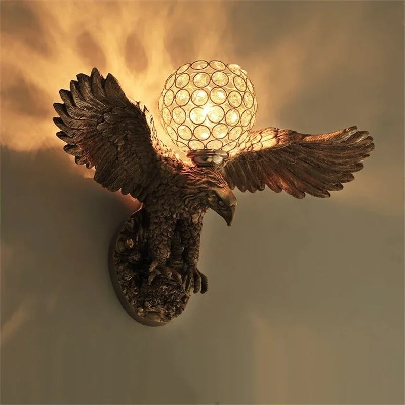 Modern Creative Resin Eagle Wall Lamp Nordic Living Room LED Wall Lights The Eagle Spread Its Wings Wall Decor Light Fixture E27