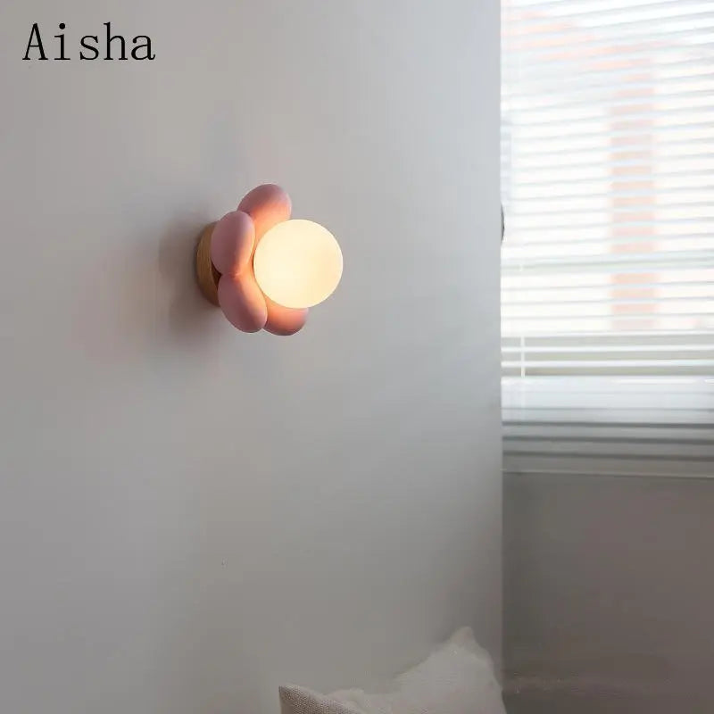 Children's Bedroom Wall Lamp Boys' Bedroom Bedside Sconces Nursery Amusement Park Flower Decorative LED Lighting Fixture
