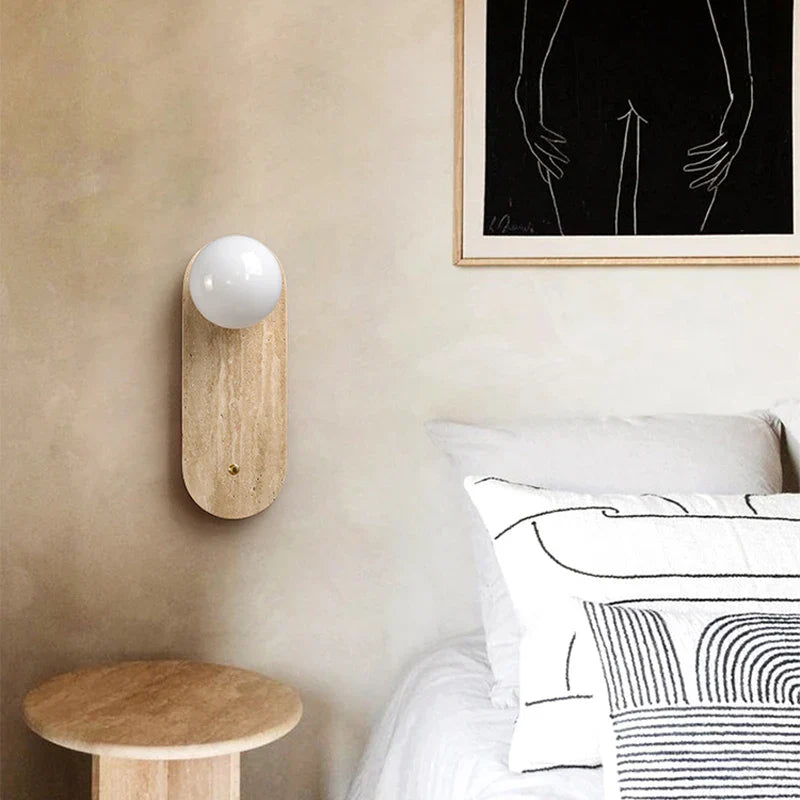 Bedside balcony corridor yellow cave stone decorative wall lamp Japanese wabi-Sabi wind round wall lamp bedroom living room porc
