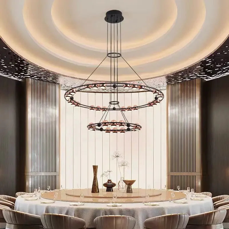 Nordic Art Luxury Stainless Steel Pendant Lamp Modern Living Room Restaurant Chandelier Bedroom Villa High Rise Decor Lighting