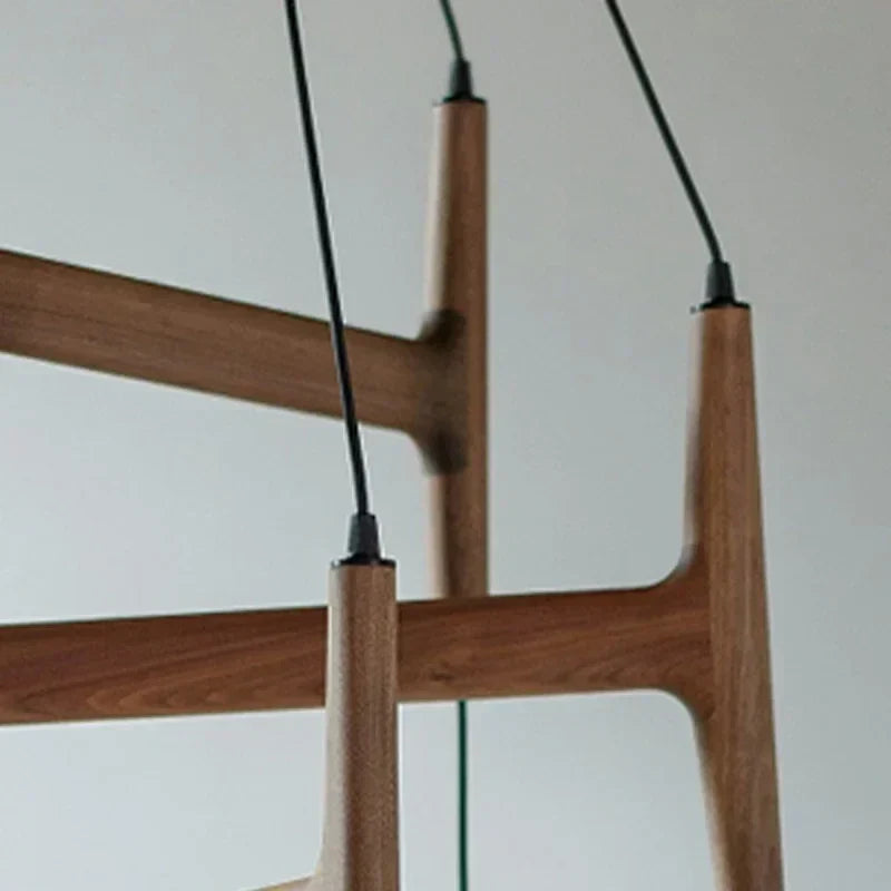 Medieval Simple Wooden Magic Bean LED Pendant Lamp Living Room Restaurant Bedroom Kitchen  Creative Chandelier Home Decor Light