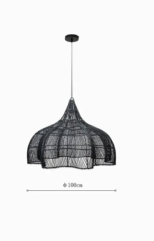 Handwoven Rattan Pendant Light – Wabi Sabi Bamboo Hanging Lamp