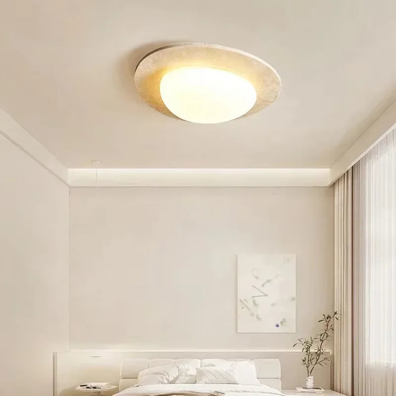 Natural Stone Ceiling Light Japanese Creative Wabi Sabi Cream Style LED Light Balcony Bedroom Lighting Home Room Decoration