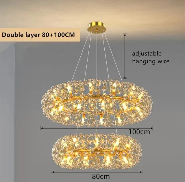 New Design Sun Flower Crystal Chandeliers for Living Room Kitchen Island Loft  LED Pendant Lighting House Decor Suspension Lamp