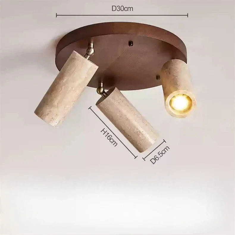 Natural Stone & Wood Ceiling Spotlight – Modern Adjustable LED Track Light