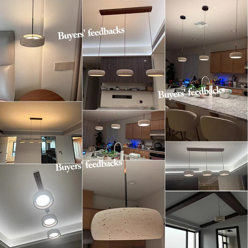 Travertine Stone Pendant Light – Minimalist Natural Ceiling Lamp