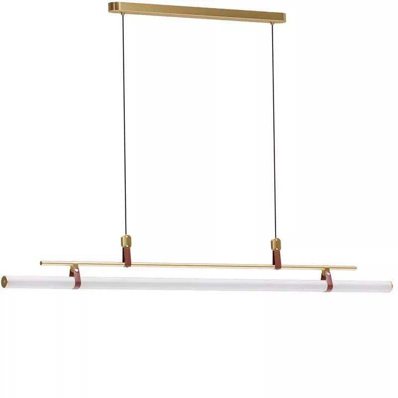 Modern Linear LED Pendant Light with Metal Frame – Minimalist Dining Table Hanging Lamp