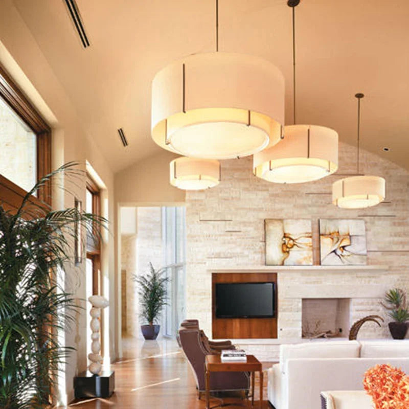 Wabi-Sabi Linen Pendant Light – Minimalist Farmhouse Fabric Chandelier