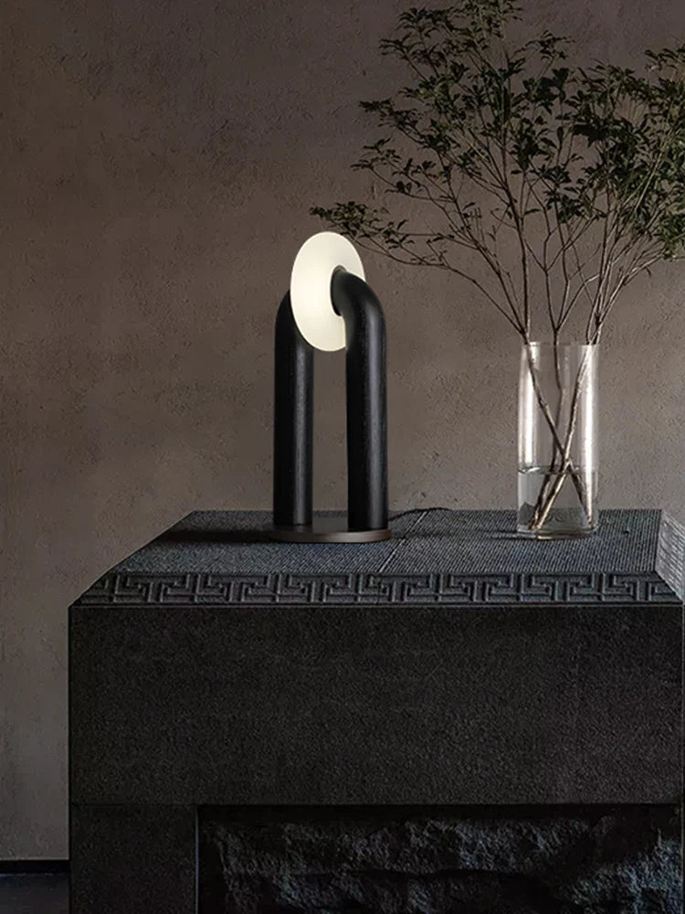 Solid Wood Touch Table Lamp – Dimmable LED Bedside Light