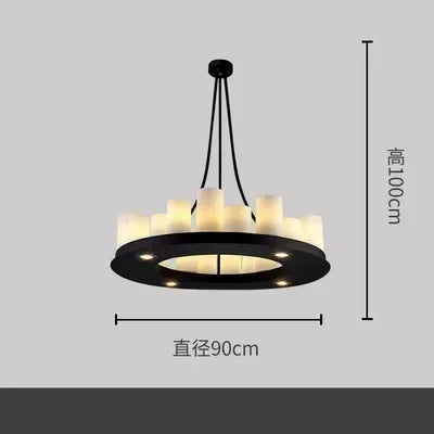 American Style Iron Art Retro Glass Candle Chandeliers Living Room Restaurant  Kitchen Led Pendant Lamp Bar Lighting Decorative
