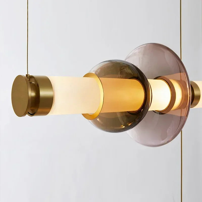Nordic Linear Glass Pendant Light – Modern Dining Table Chandelier