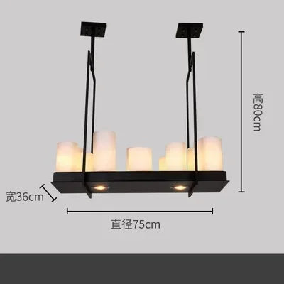 American Style Iron Art Retro Glass Candle Chandeliers Living Room Restaurant  Kitchen Led Pendant Lamp Bar Lighting Decorative