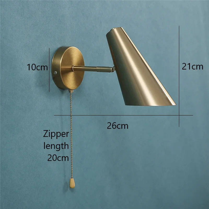 Foldable and Rotatable Wall Lamps with Pull Chain Switch Adjustable E27 Bedside Decor Light Fixtures Modern Study Reading Lights