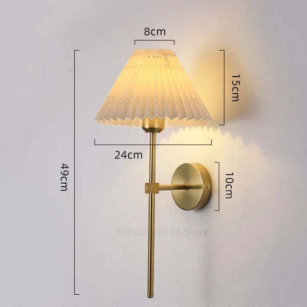 Modern Simple Wall Lamps LED Metal Curved Pleated Lampshade Wall Lamp Nordic Room Decor Living Room Aisle Background Wall Lights