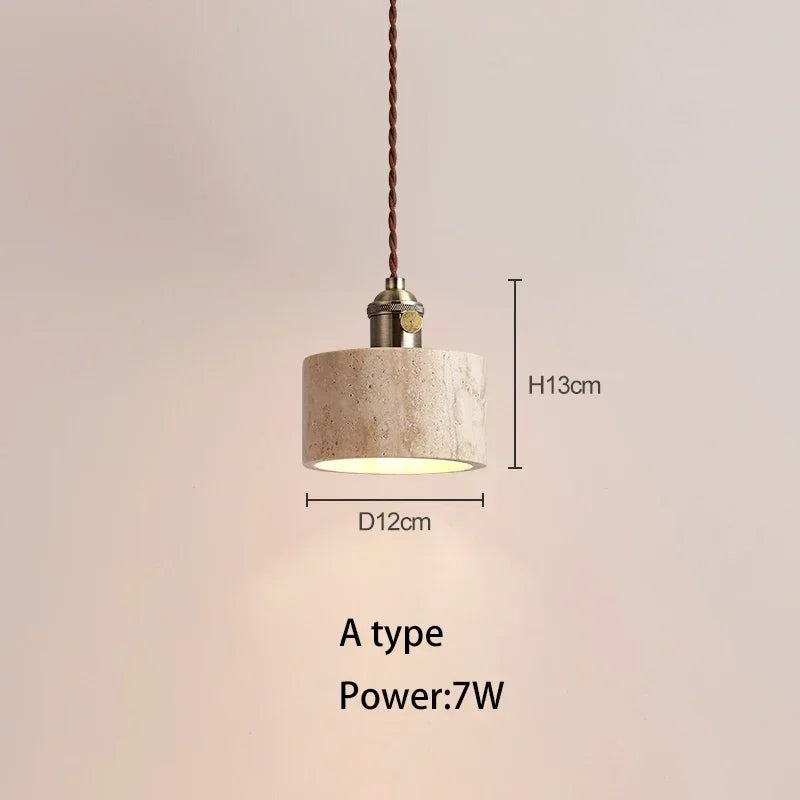 Wabi-Sabi Natural Stone Pendant Light – Japanese Minimalist Hanging Lamp