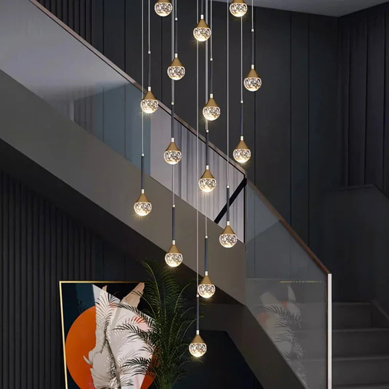 Nordic crystal lamps home decor Chandelier Glass ball living dining room Staircase Duplex indoor High-rise Ceiling Pendant light