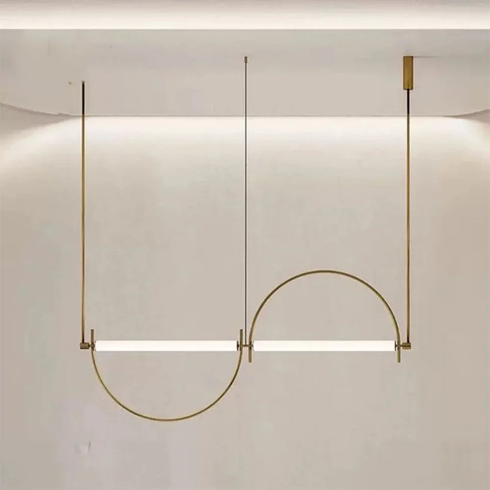 Modern Minimalist Arc Linear Pendant Light – Contemporary LED Hanging Lamp for Dining Room & Kitchen Island