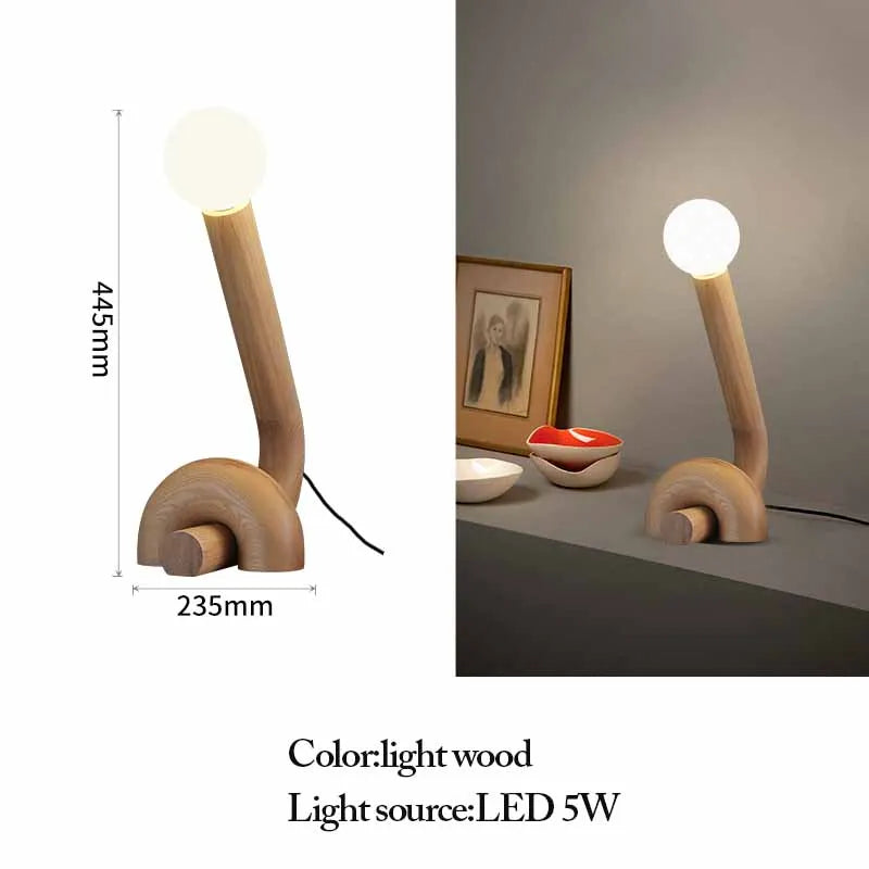 Modern Wooden Table Lamp – Sculptural LED Desk Light