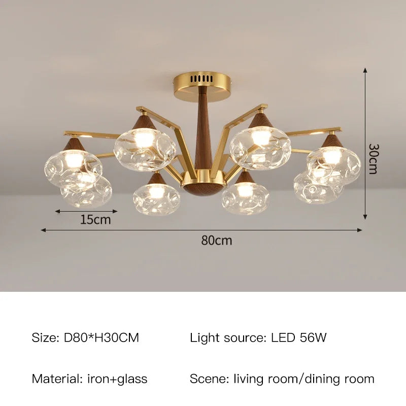 French Medieval Creative Retro Glass Pendant Lamp Living Room Bedroom Restaurant Kitchen LED Chandelier Indoor Decor Lighting