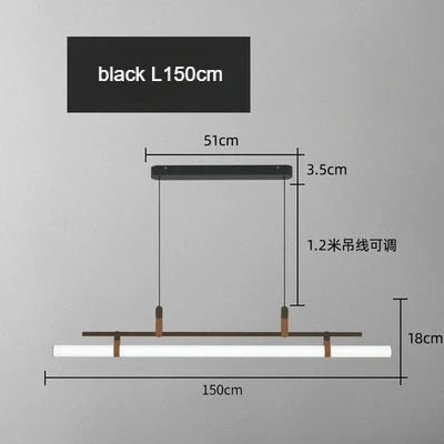 Modern Linear LED Pendant Light with Metal Frame – Minimalist Dining Table Hanging Lamp