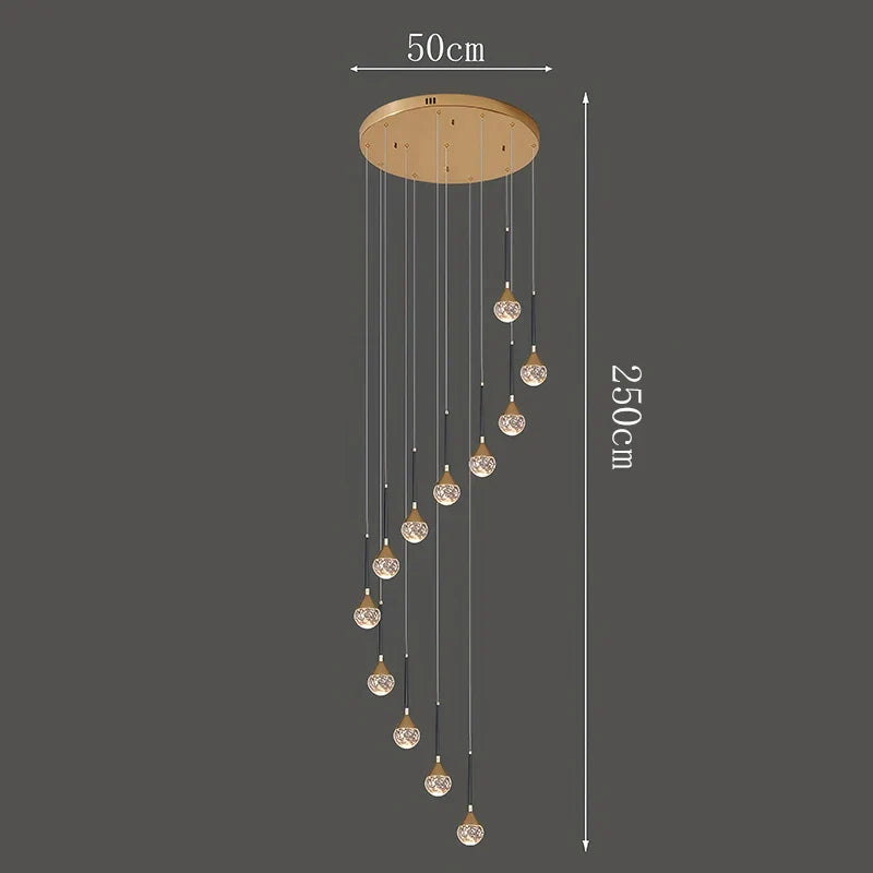 Nordic crystal lamps home decor Chandelier Glass ball living dining room Staircase Duplex indoor High-rise Ceiling Pendant light