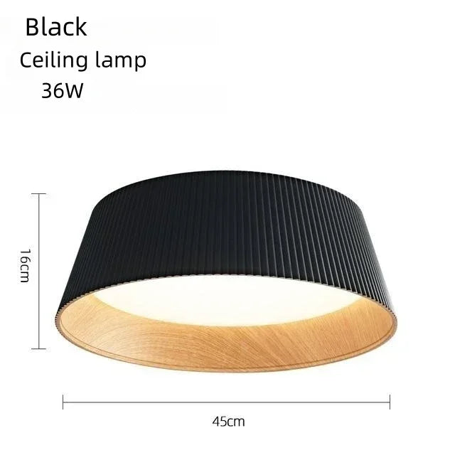 Modern Wood Grain LED Ceiling Light – Nordic Flush Mount Lamp for Bedroom & Dining Room