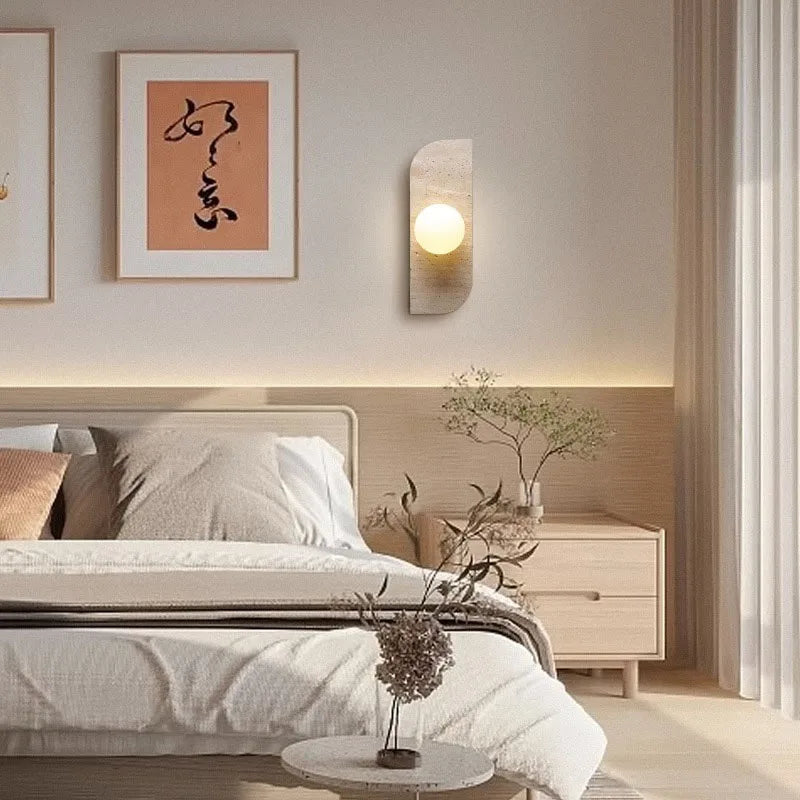 Retro yellow cave stone wall light wabi-Sabi Japanese style simple personality bedroom hallway background wall decorative lights