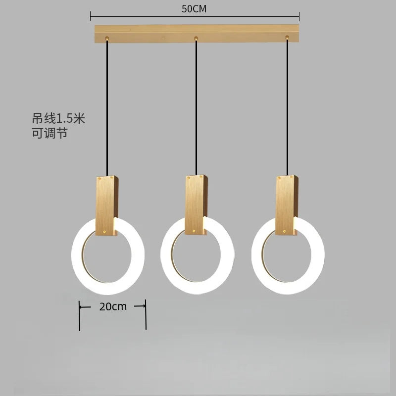 Nordic Simple LED Glass Pendant Lights Living Room Staircase Ring Creative Restaurant Bedroom Study Chandelier Home Decor Lamps