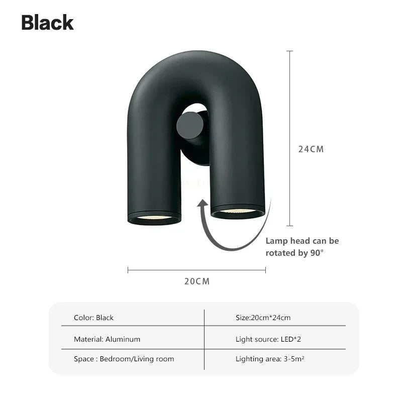 Nordic Designer U-shaped Water Pipe Chandelier Ins Rotatable Variable Shape Bedroom Living Room Home LED Lighting Fixture Decor